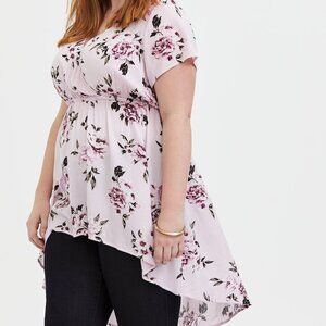 Torrid Purple Babydoll Gauze Surplice Tunic Top 3XL